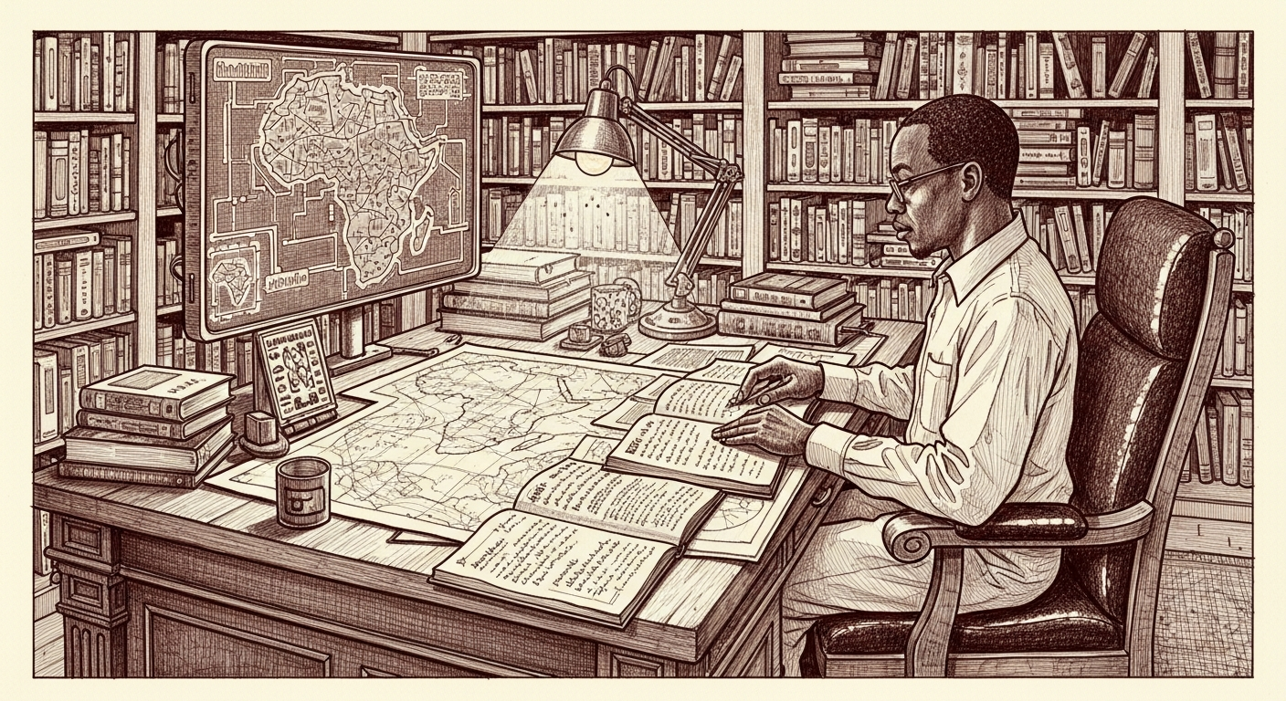 African research workspace with data visualizations